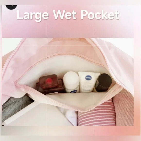 Rolling Bunny Lightweight Gym Bag with Shoe Compartment, Pink - Picture 4 of 10